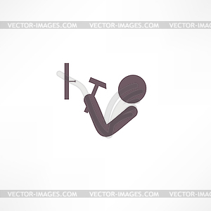 Man hits nail with hammer icon - vector image