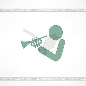 Musician playing trumpet - vector clipart