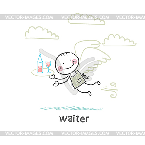 Waiter - color vector clipart