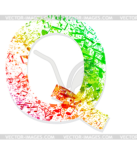 Музыкальная тема шероховатый шрифта. Буква Q - векторный клипарт