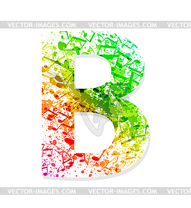 Music theme grungy font. Letter B - vector clip art