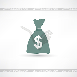 Bag with money icon - vector EPS clipart