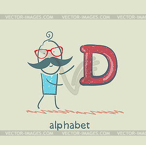 Man standing with letter of alphabet - vector image