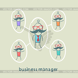 Business manager and his staff - vector image