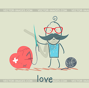Mends heart of man - vector image