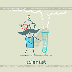 Scientist with test tube - vector image