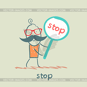 With sign stop - vector clipart