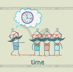 Man tells about time - vector clip art