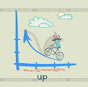 Person goes according to schedule up bike - vector clip art