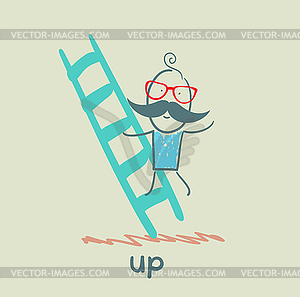 Man climbs stairs - vector image