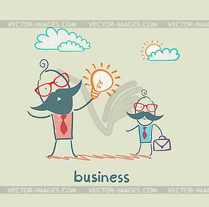 Businessman showing idea of ??a subordinate - vector clipart / vector image