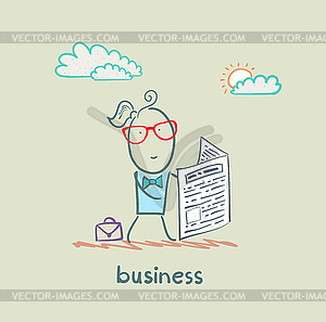 Businessman reading newspaper - vector image