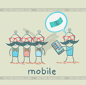 People buy mobile - vector clip art