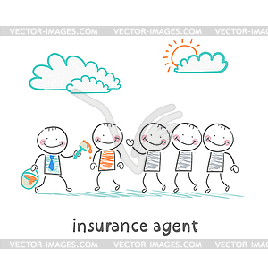 Insurance agent repaint in different color people - vector image