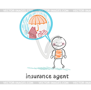 Insurance agent is thinking about insurance - vector clip art