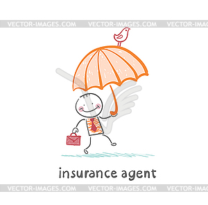 Страховой агент Страховой агент с зонтиком - векторный рисунок