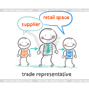 Trade representative is standing next to supplier - vector image