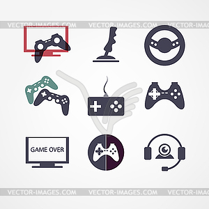 Video games icon set - vector clipart