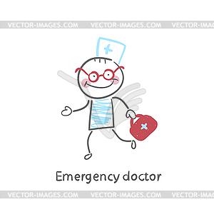 Emergency doctor runs - vector clipart