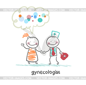 Gynecologist to cure patient - vector image