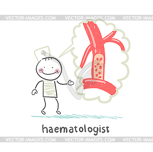Haematologist thinks of blood - vector EPS clipart