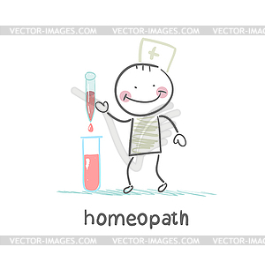 Homeopath medicine prepared in test tubes - vector clipart