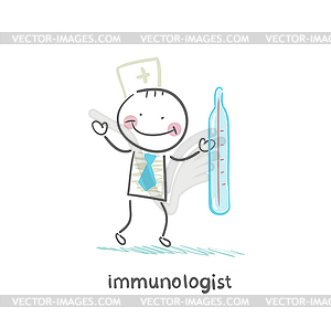 Immunologist keeps thermometer - vector EPS clipart