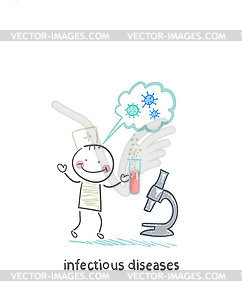 Infectious diseases specialist is standing next to - vector clipart