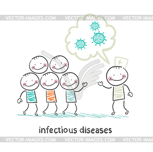 Infectious diseases talks about infection to humans - vector clipart