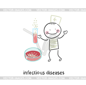 Infectious diseases specialist working with test - vector clip art