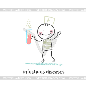 Infectious diseases specialist working with test - vector clipart