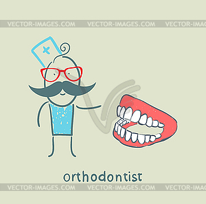 Orthodontist with jaw - vector image