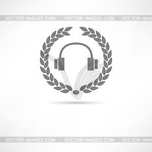 Folder with music icon - white & black vector clipart