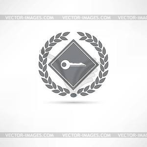 Key icon - white & black vector clipart