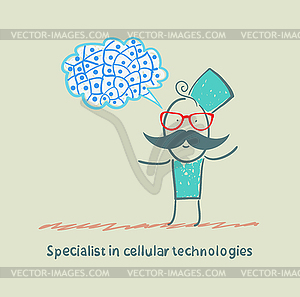 Specialist in cellular technologies thinks of cells - vector clip art