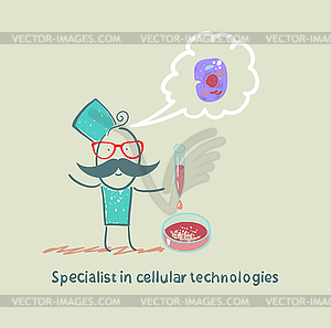 Specialist in cellular technology makes watching - vector image