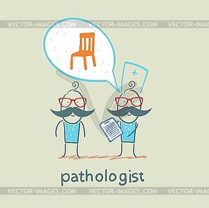 Pathologist with patient says about occupational - vector image