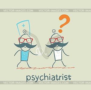 ??????psychiatrist gives patient pill crazy - vector clipart