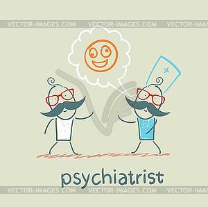 Psychiatrist says patient`s illness - vector clip art