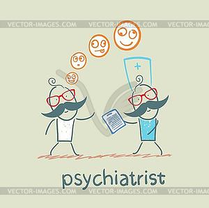 Psychiatrist says patient`s illness - vector image