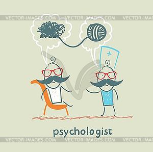 Psychologist says to patient, and solves problems - vector clipart