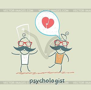 Psychologist is listening to patient, who speaks - vector image