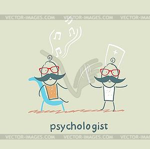 Psychologist conducts patient tells notes - vector clip art