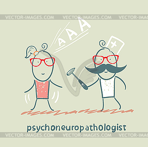 Psychoneuropathologist check patient`s nerves - vector image