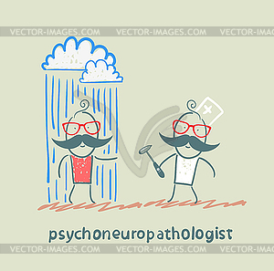 Psychoneuropathologist stands next to nervous - vector clipart
