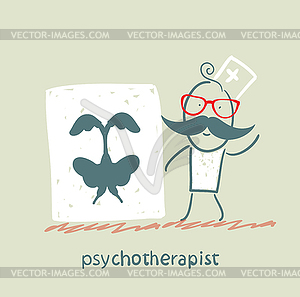 Psychotherapist shows picture test - vector clipart / vector image