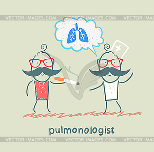 Pulmonologist pulmonologist says lung patient who - vector clip art