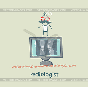 Radiologist with X-ray images - vector clip art