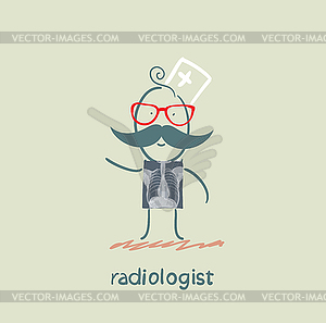 Радиолог с рентгеновских снимков - клипарт в векторном виде