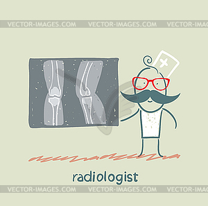 Radiologist with X-ray images - vector clip art